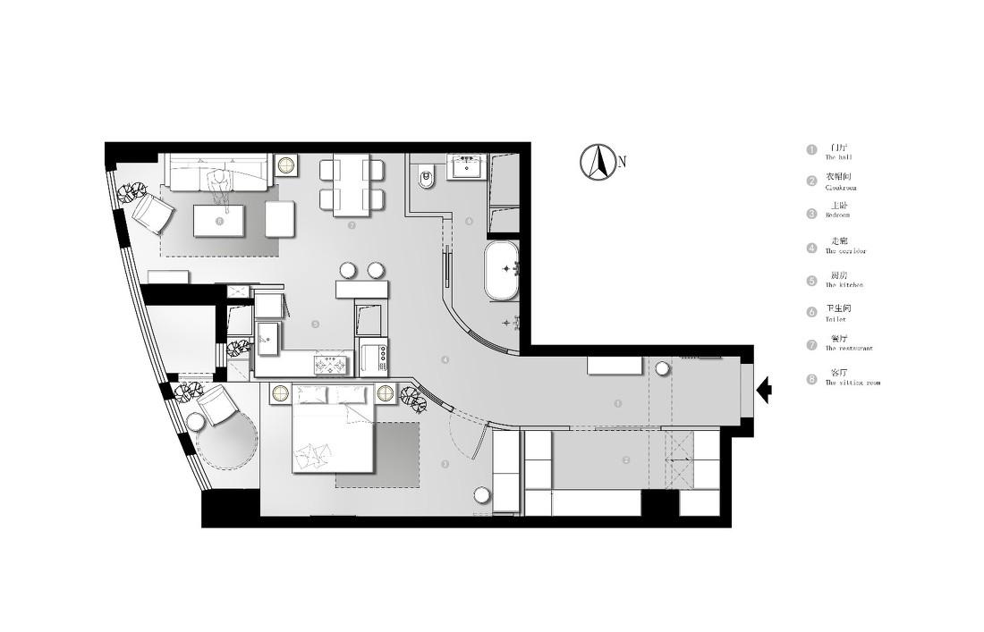 弧形长廊引导的现代家居设计-0