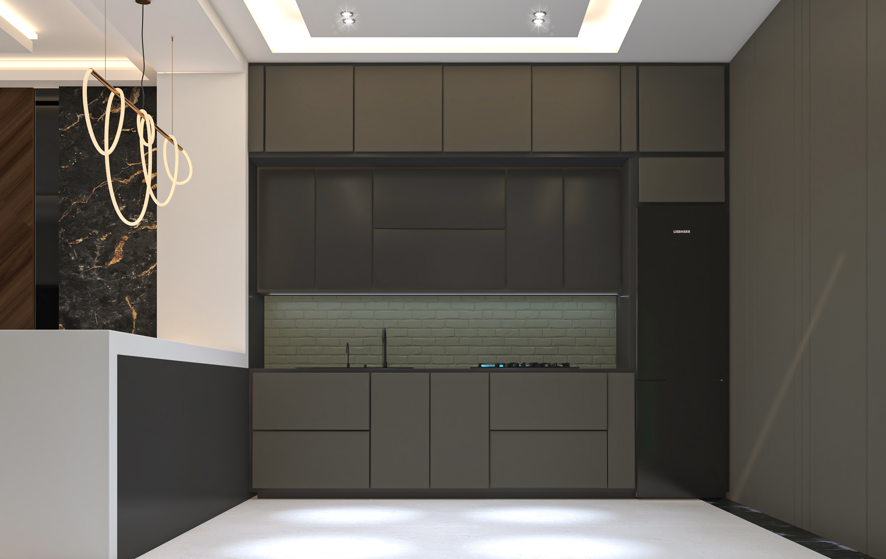 客厅与开放式厨房设计-4