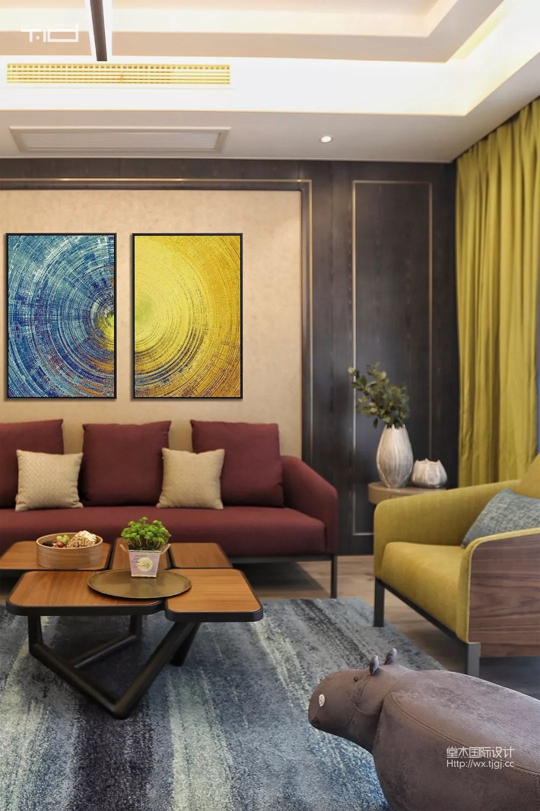 无锡现代简约家居，色彩跳跃打造舒适空间-45