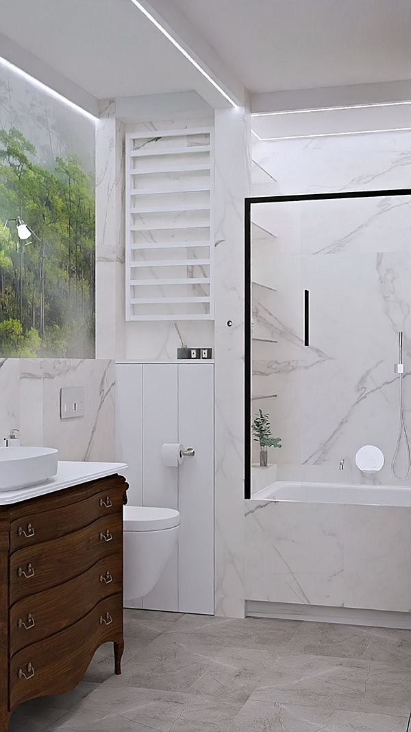 带森林景观的浴室丨波兰华沙丨Monika Pietras-6