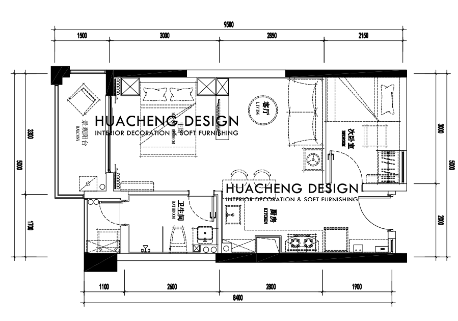 【华成美域设计】禧悦湾样板间F1-42㎡ 北海假日-7