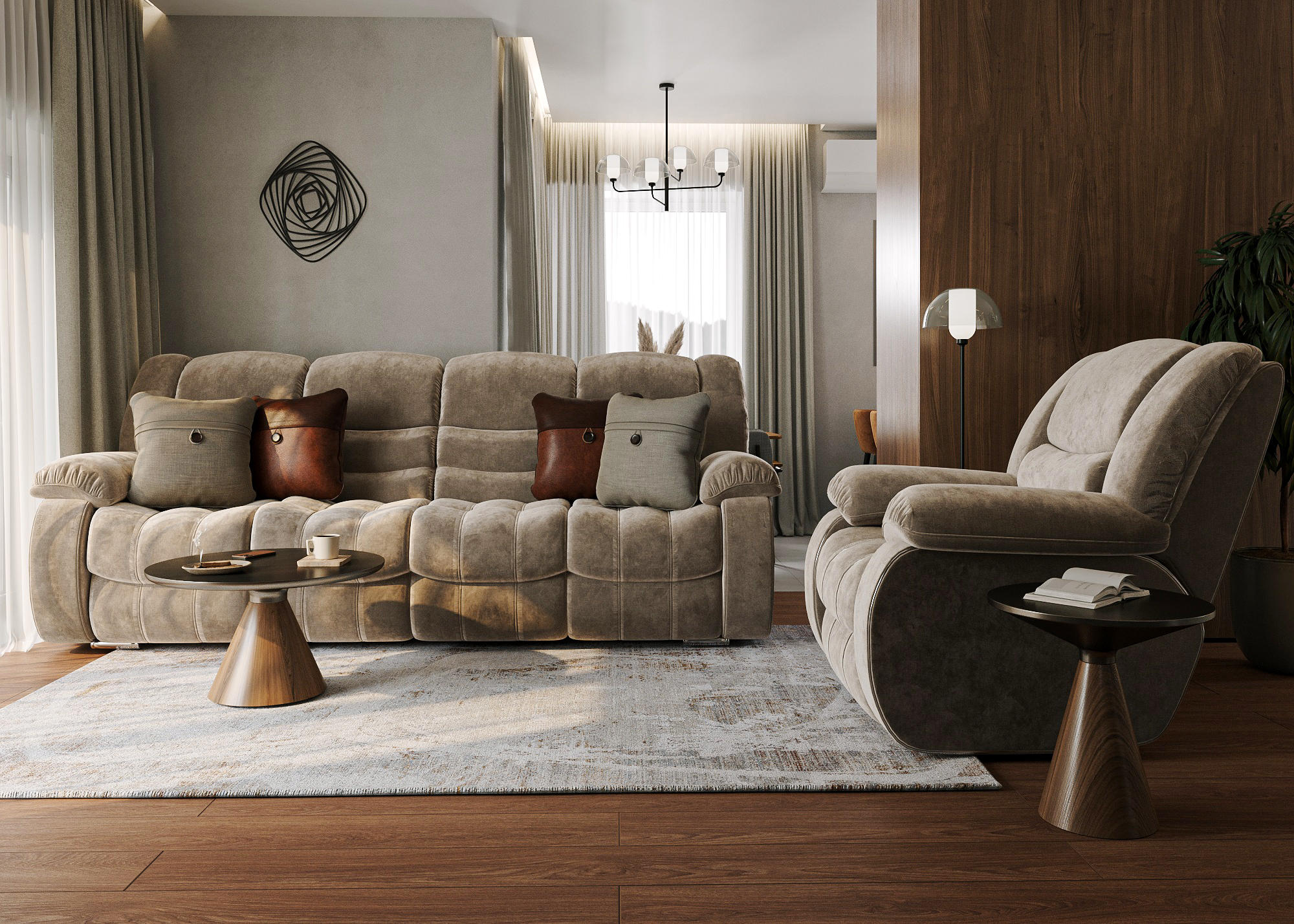 现代客厅带壁炉设计丨Polubelova Yuliya-3