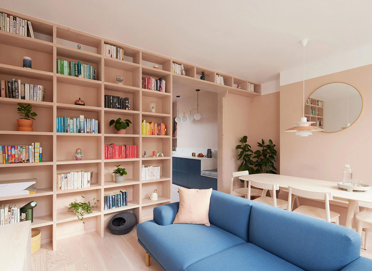 伦敦现代公寓的粉色与蓝色调设计-1