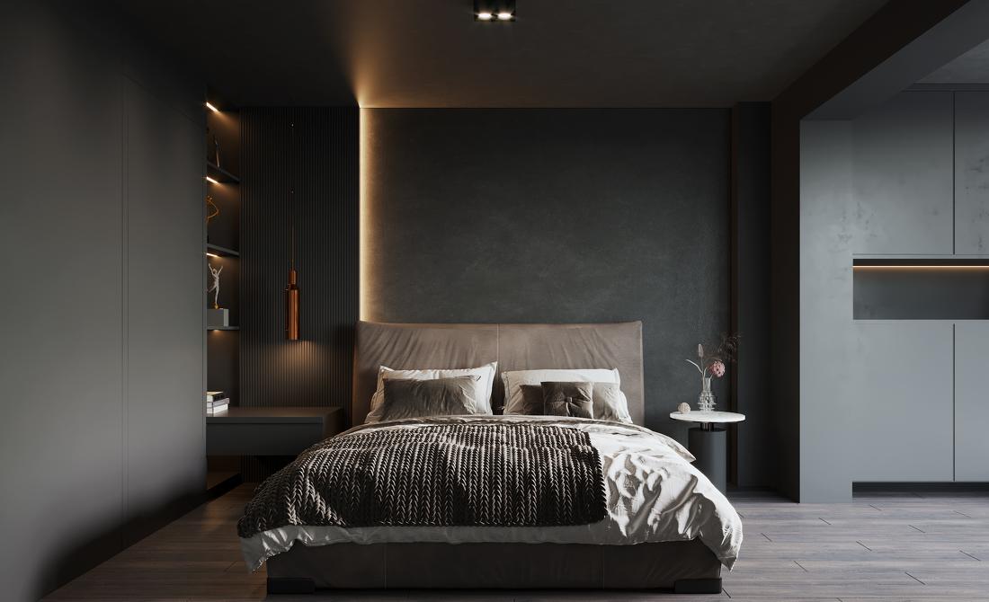 76㎡纯黑现代工业风住宅设计-4