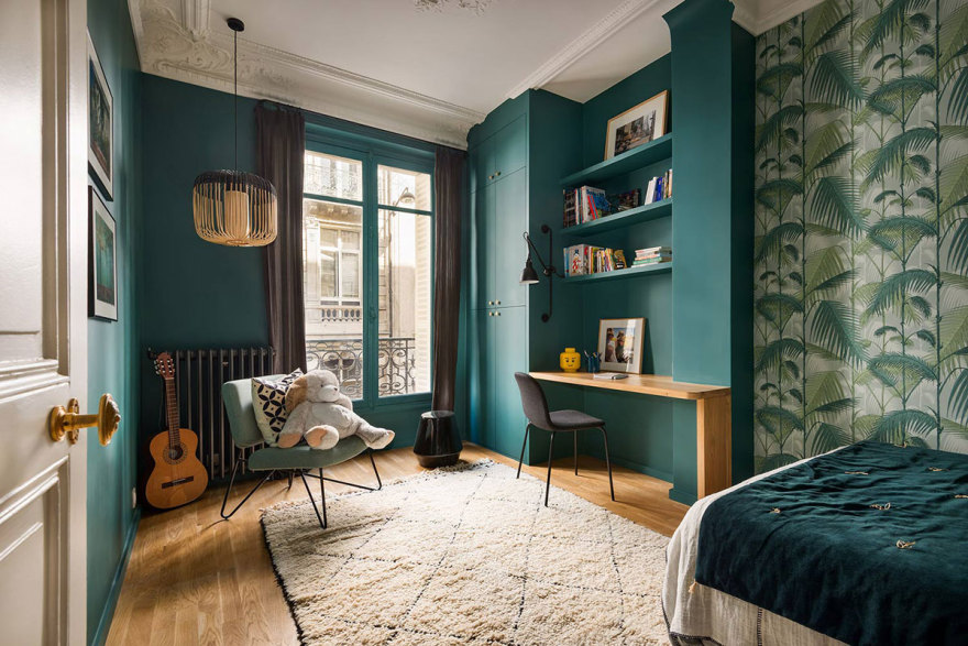 巴黎梦幻儿童房,异国风情壁纸成亮点-9