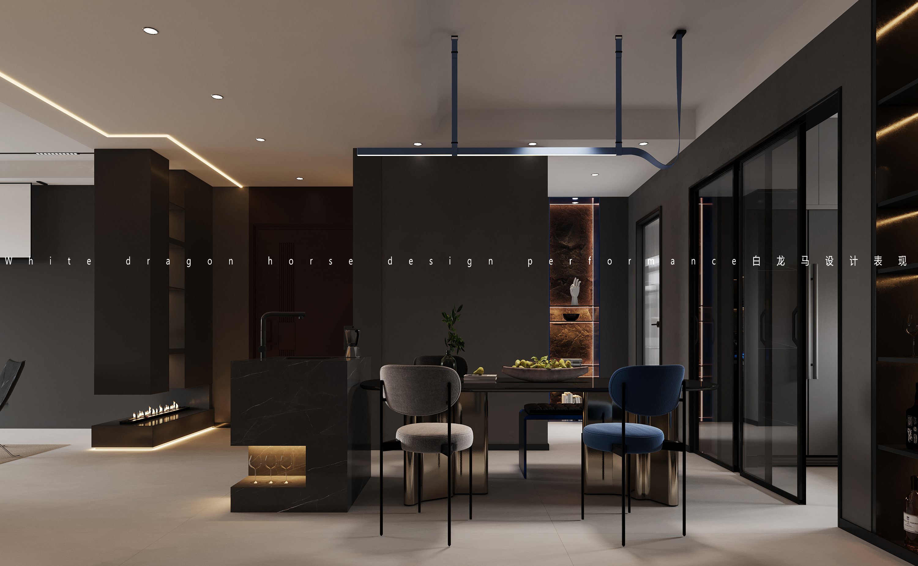 暗黑风家装设计——白龙马客餐厅-0