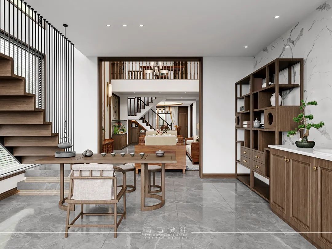 振业泊墅简约新中式复式空间丨青马别墅空间设计-55