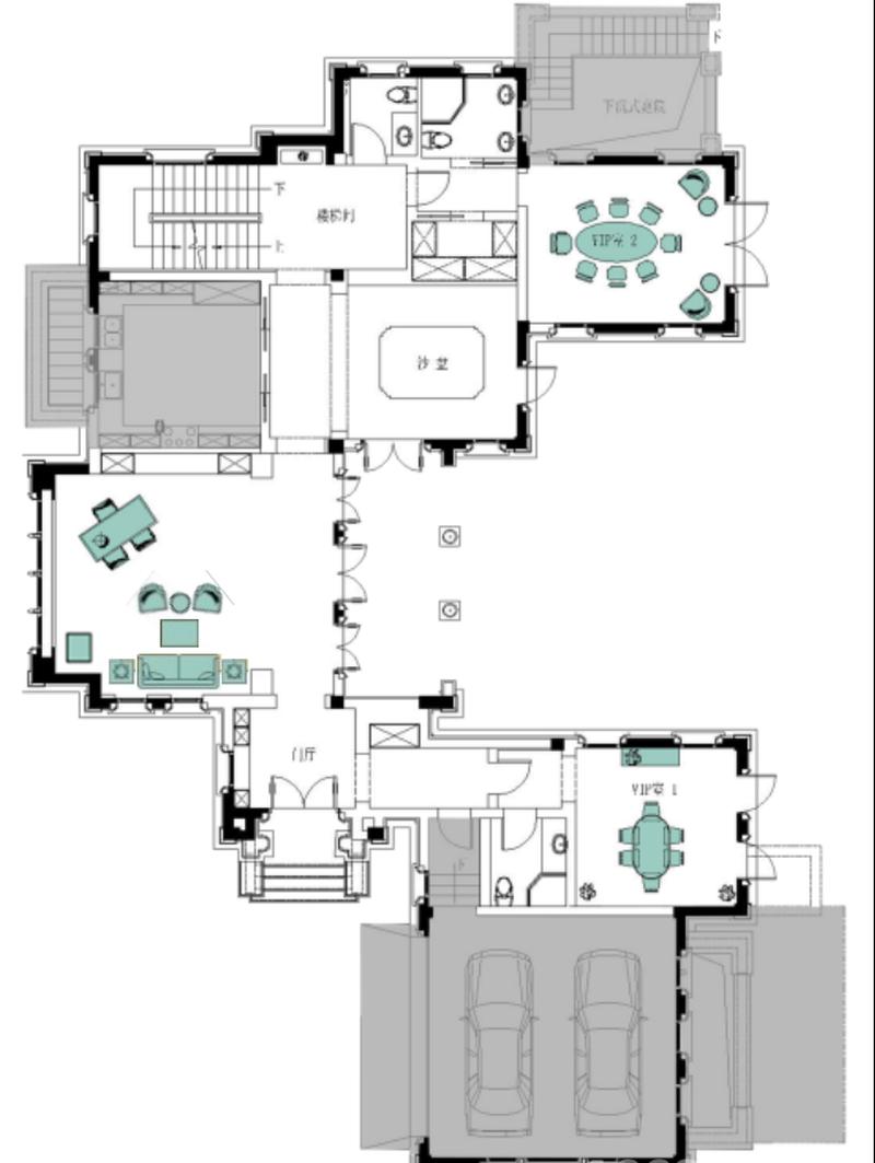 简美风格中的蓝金搭配——桃花源别墅G户型售楼处设计-1