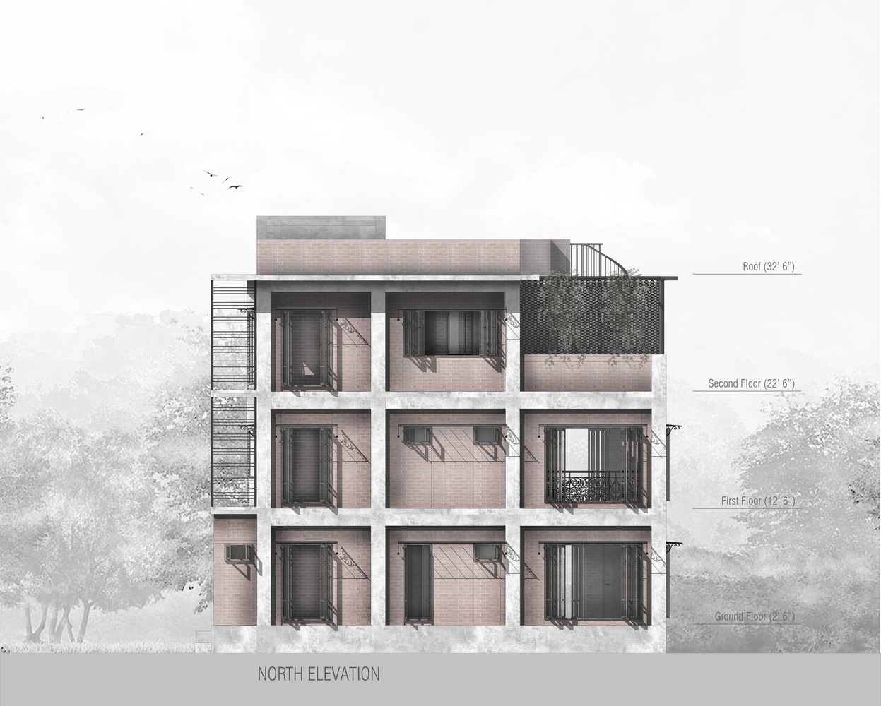 融入自然的绿色住宅设计丨孟加拉国丨Sharal Architecs-44