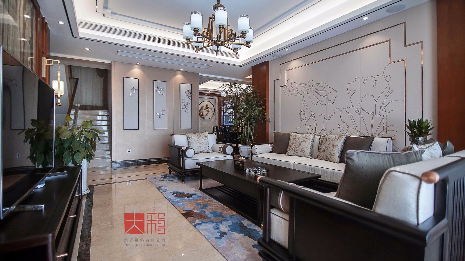 御景豪庭新中式住宅  大彩装饰-8