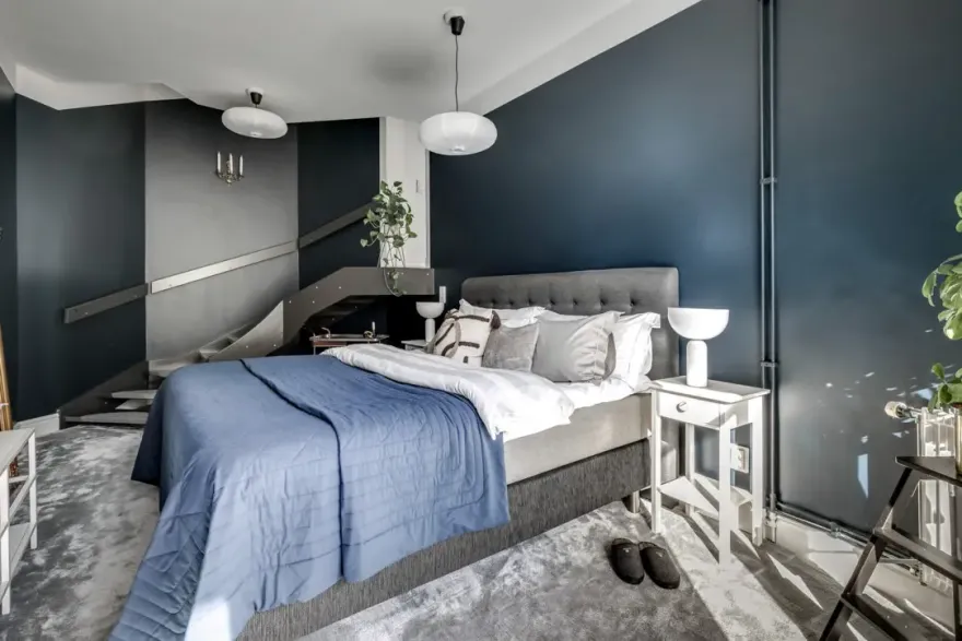 斯德哥尔摩蓝色古典公寓设计-11