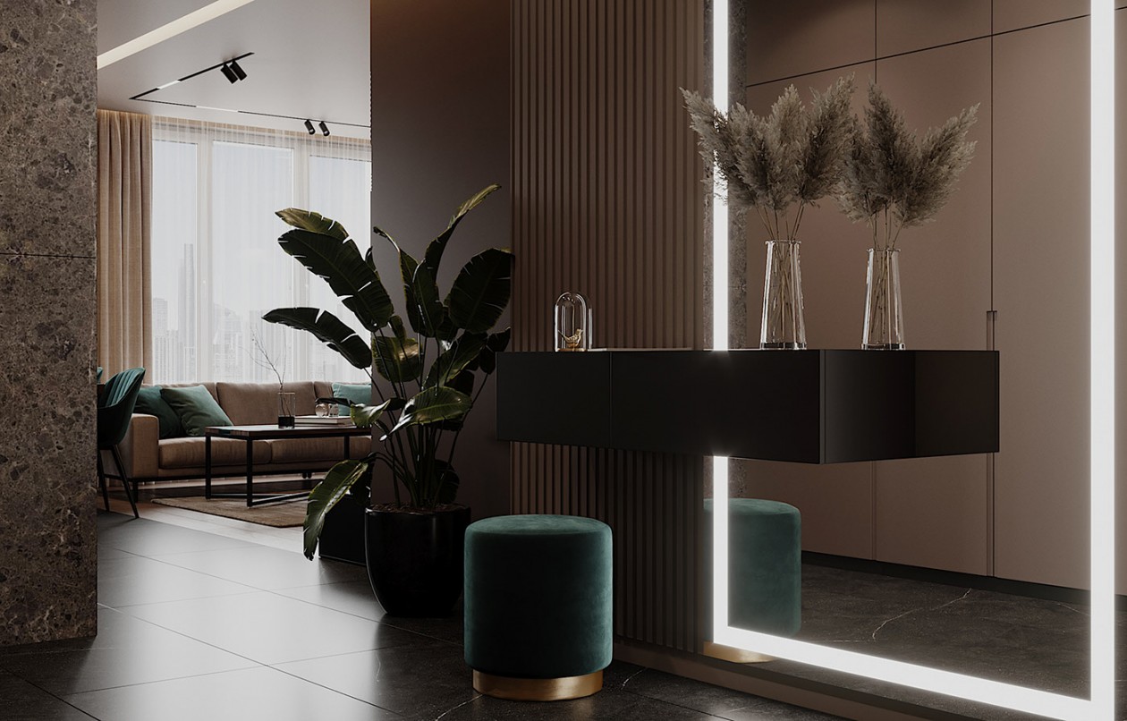 80㎡深色系公寓，隐匿于生活中的美好-4