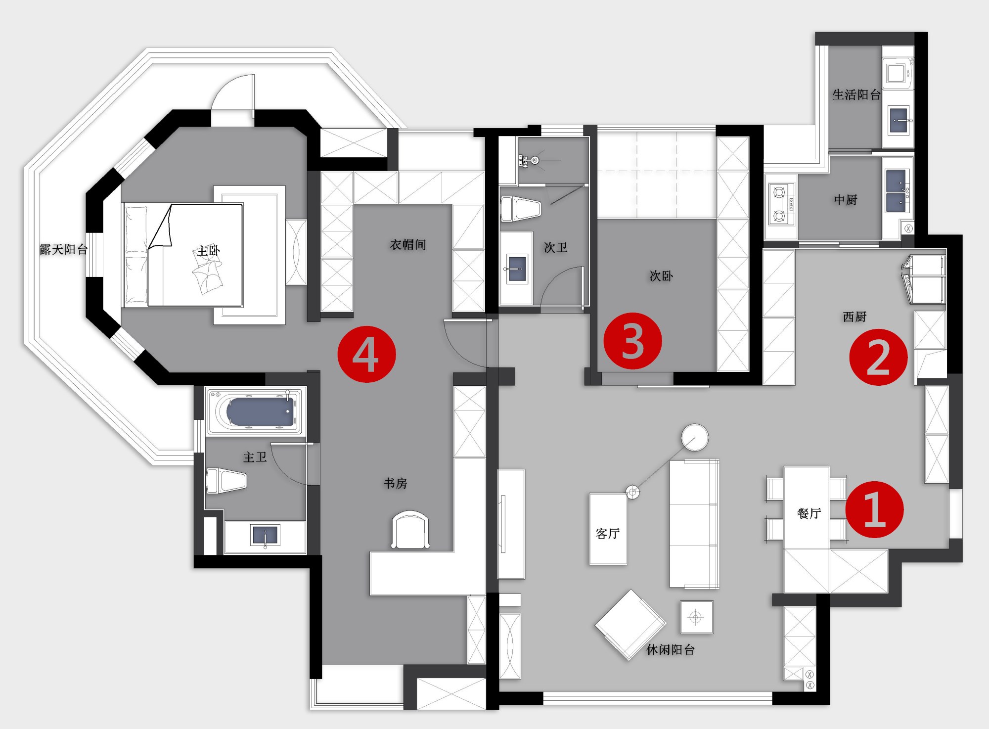 成都中德英伦世邦 140㎡美式轻奢风装修案例解析-17