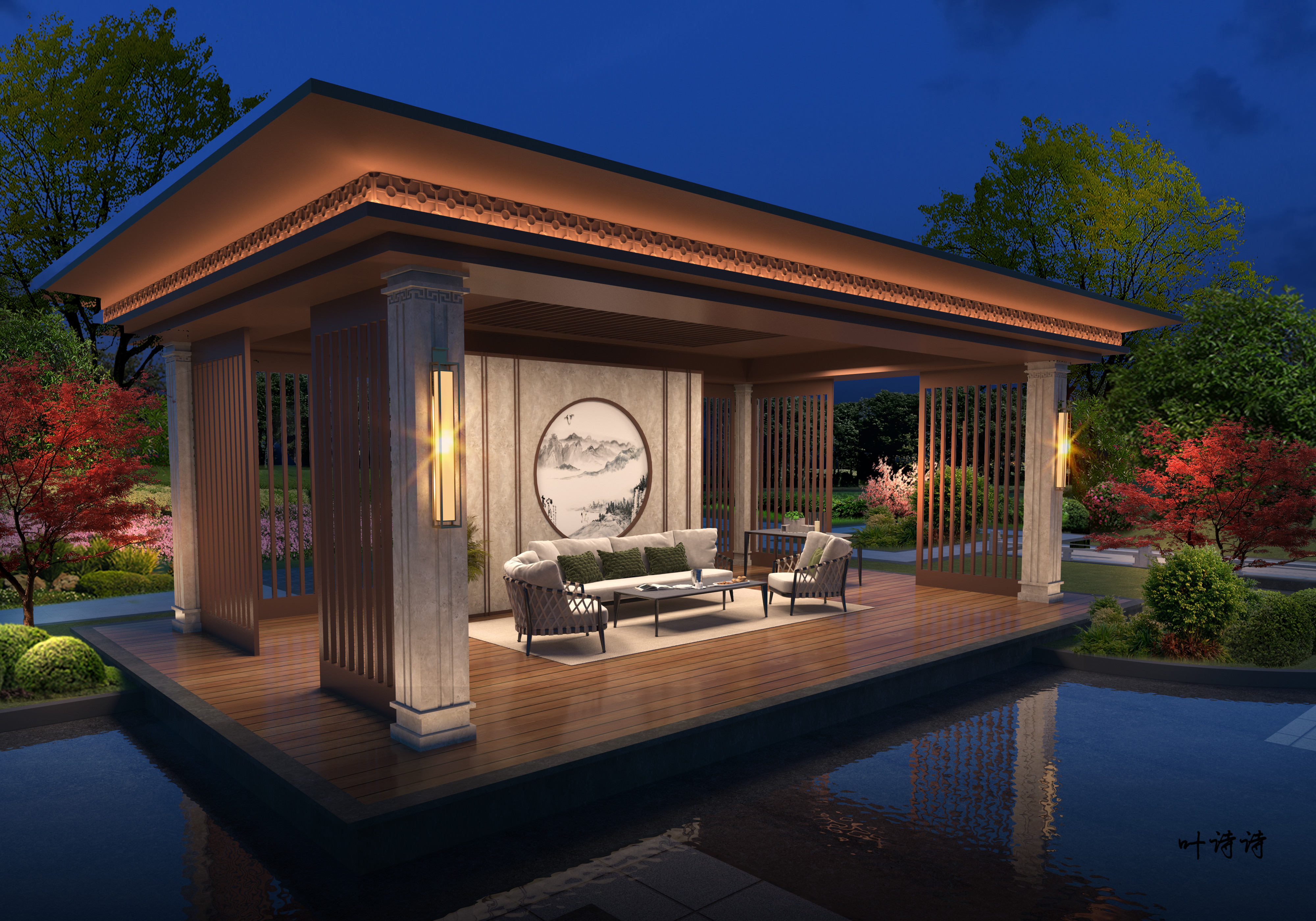 室外效果图|庭院设计-1