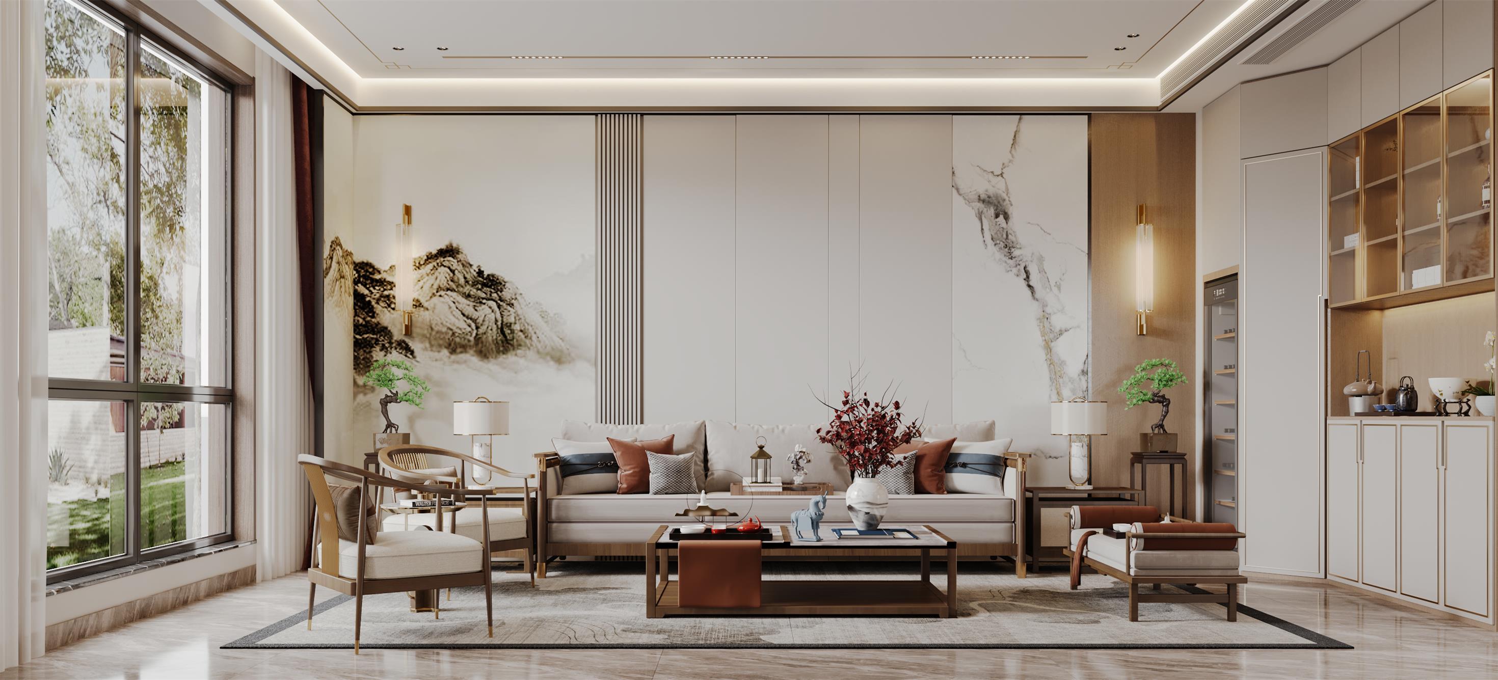 新中式别墅效果表现-1