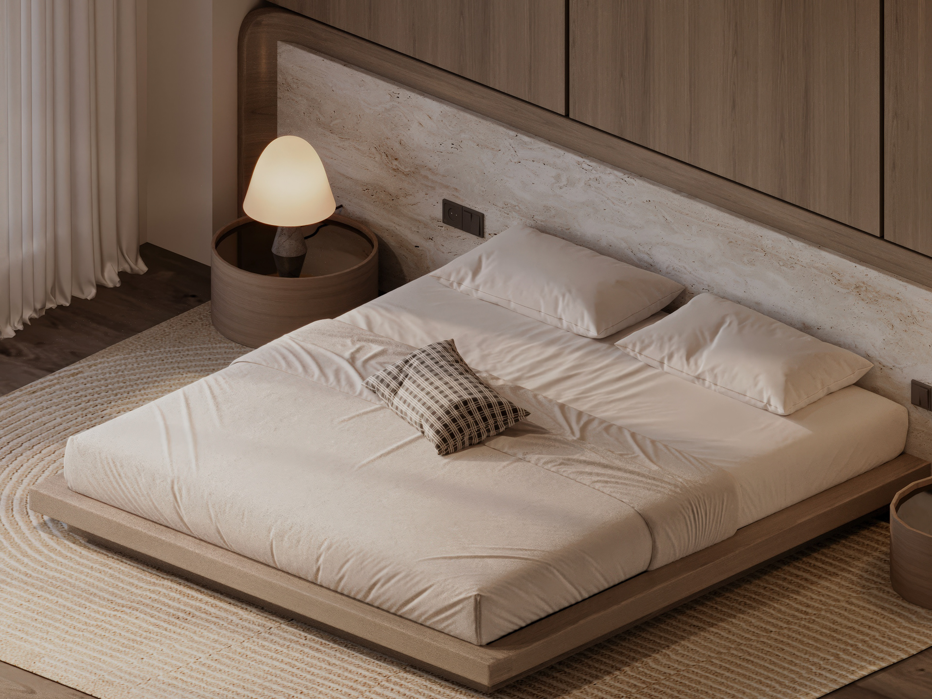 日式斯堪的纳维亚风格卧室-4