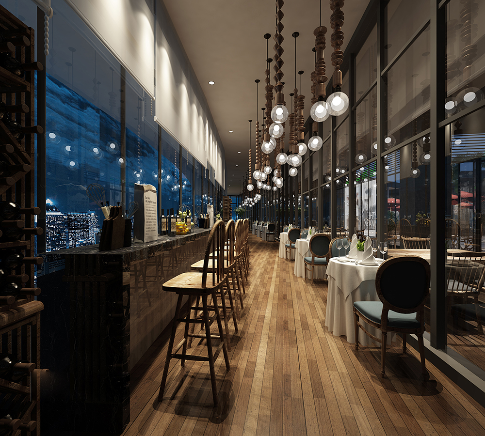 餐厅设计效果图中餐厅餐厅包间包房小吃店面馆工业主题餐厅-24