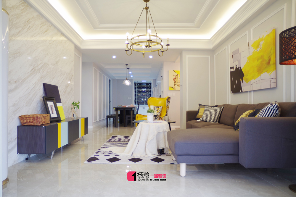乐山 112m2 简美艺术风,中性摩登灰与湛黄的欢乐颂-19