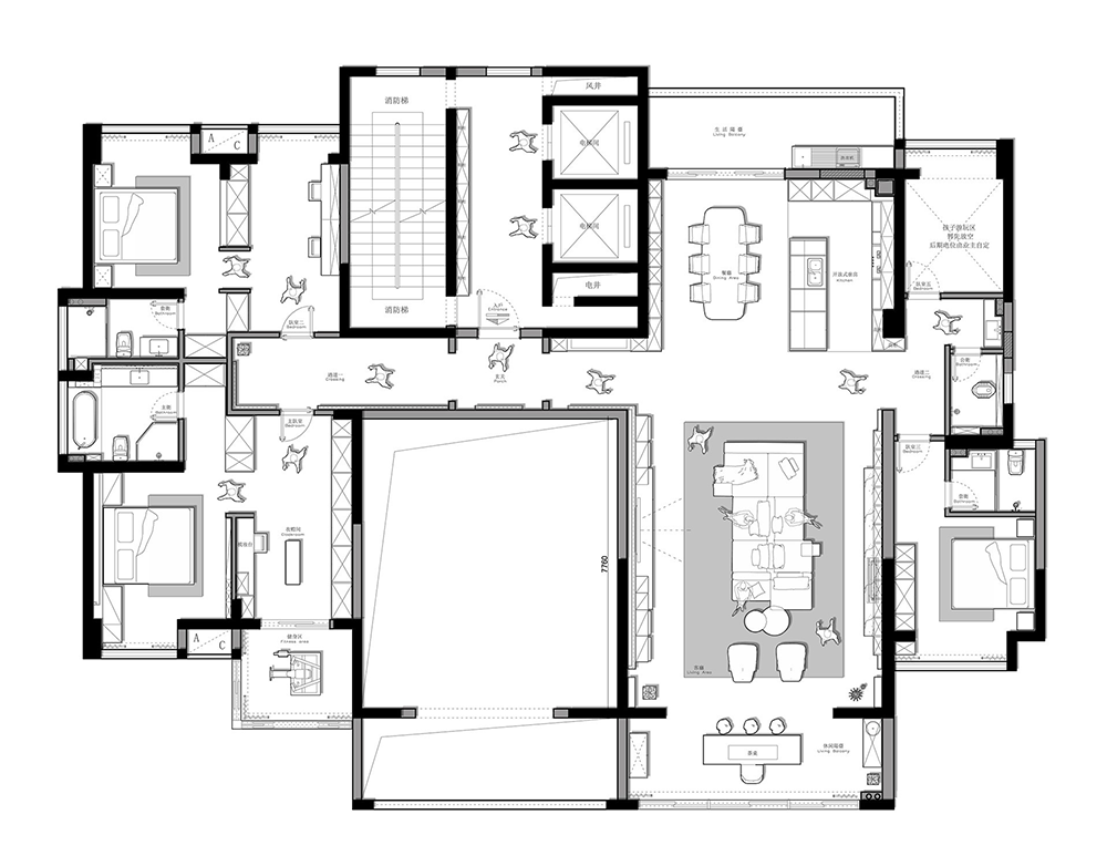 现代简约私宅空间设计丨科盛装饰设计-66
