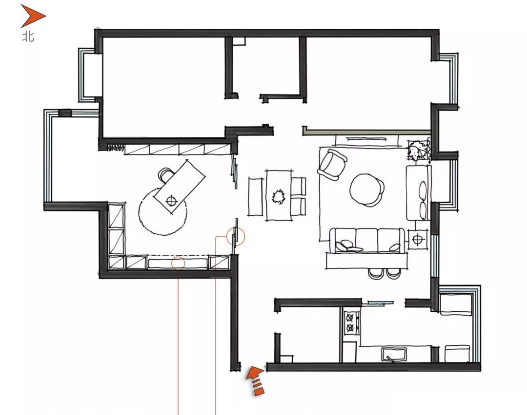 陆离设计师打造开放式平层空间，卧室变吧台书房-32