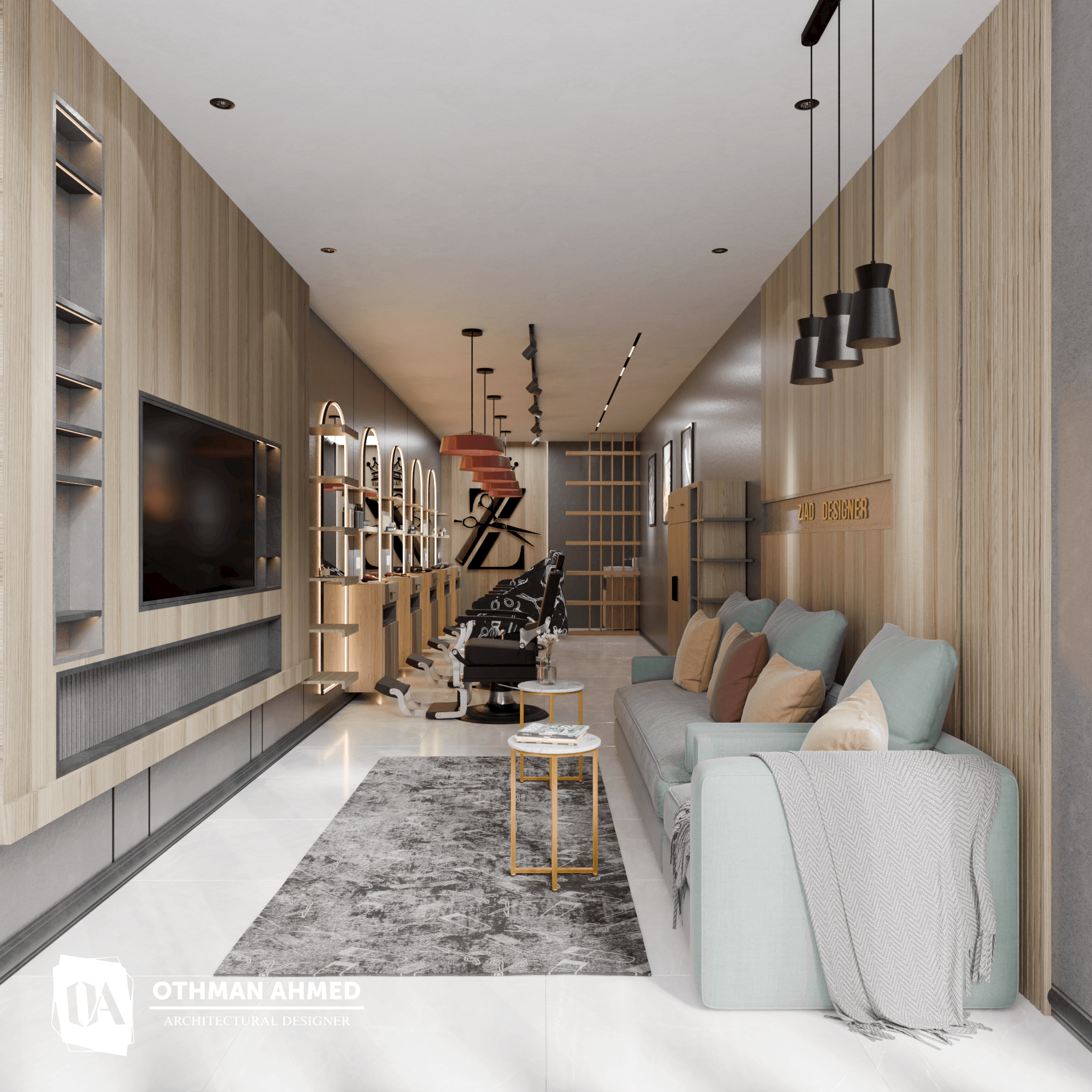 Stylish interior with clean lines and bold accents-1