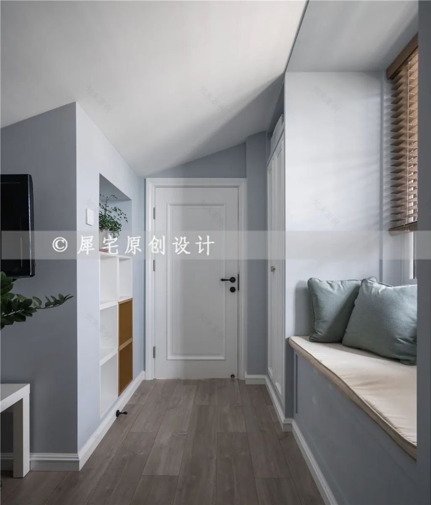 蓝白色调打造温馨美式风,70 平小宅变身多功能空间-68