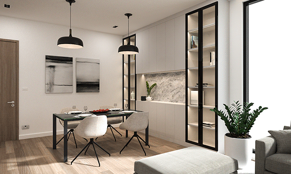 公寓·起居 厨房 用餐区丨阿联酋迪拜丨PIEAJET LIN-7