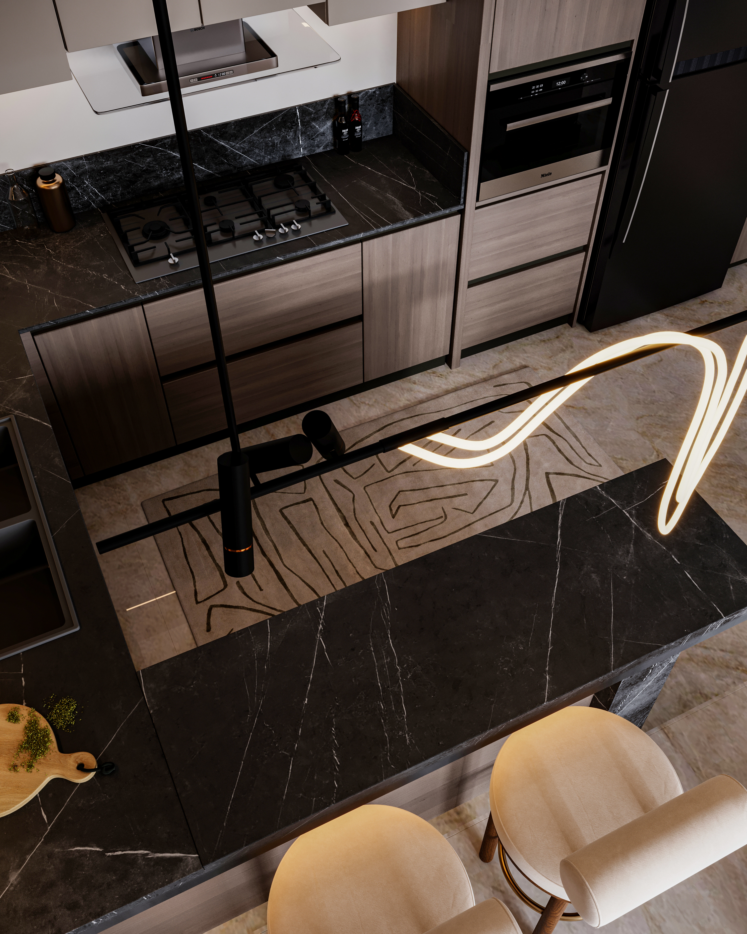 LIVING AREA & KITCHENETTE 设计丨埃及开罗丨YASMINE ELBANNA-6