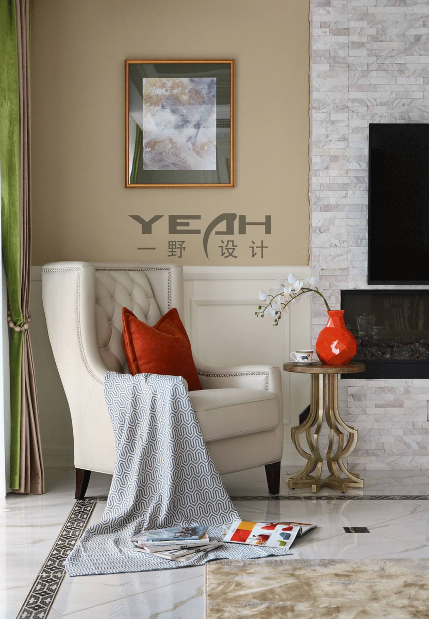 长安府自然和谐家居设计,绿色橙黄点缀活力空间-32