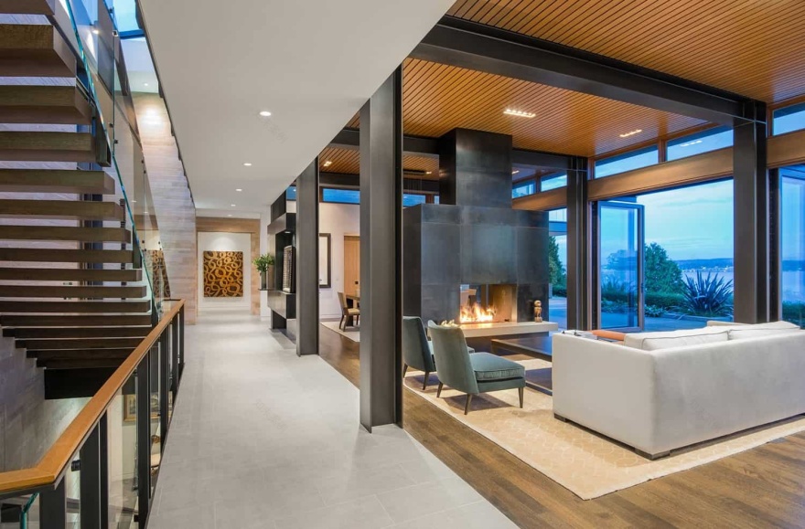 Inside a modern yet warm home on a bluff overlooking Lake Washington-9