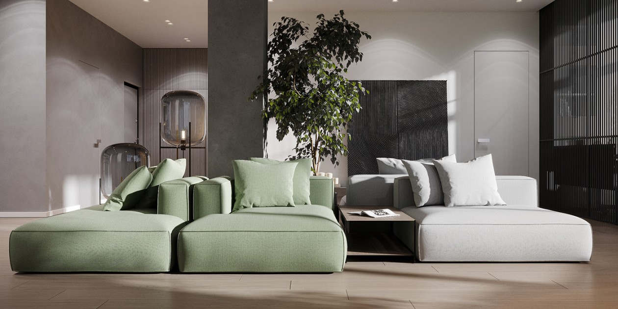 114㎡公寓高级灰+绿色 既清新又舒适-2