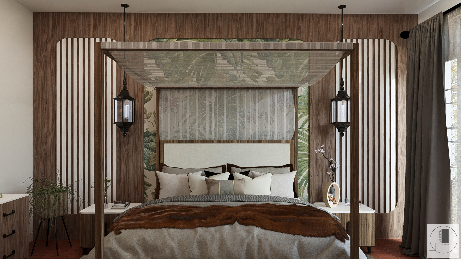 热带风格卧室丨英国-4