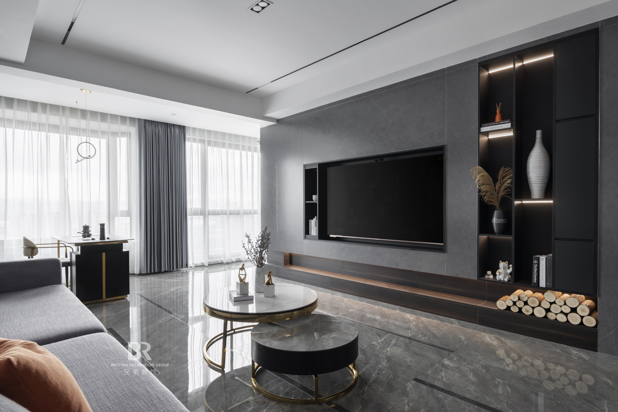 鲁能星城外滩现代意式轻奢跃层设计丨中国重庆丨兄弟装饰-20