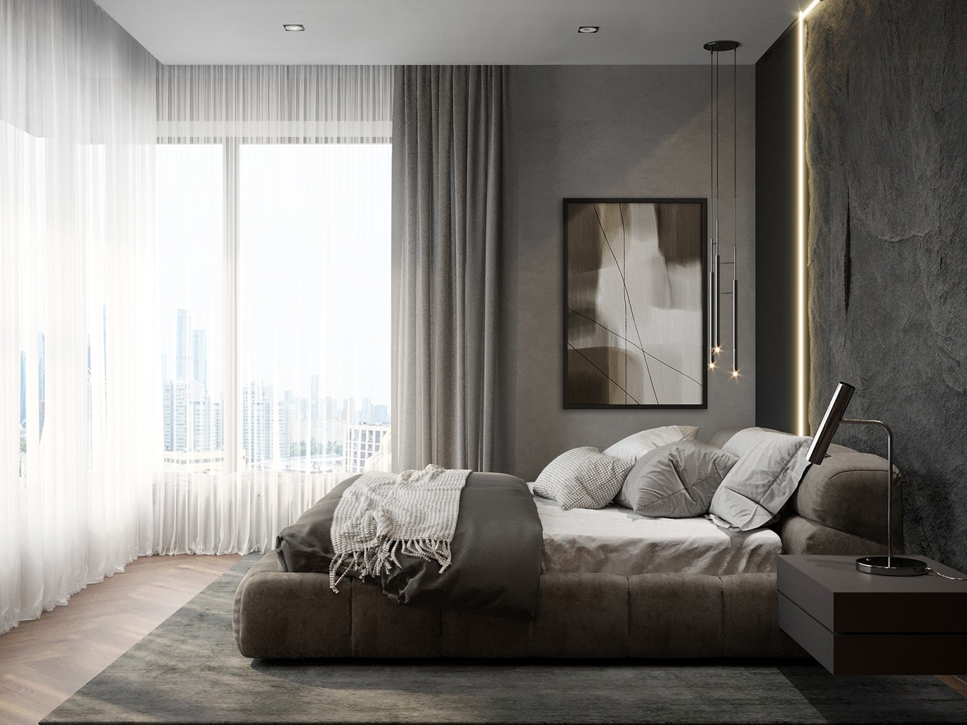 深色现代高级感空间  低调高级！-3