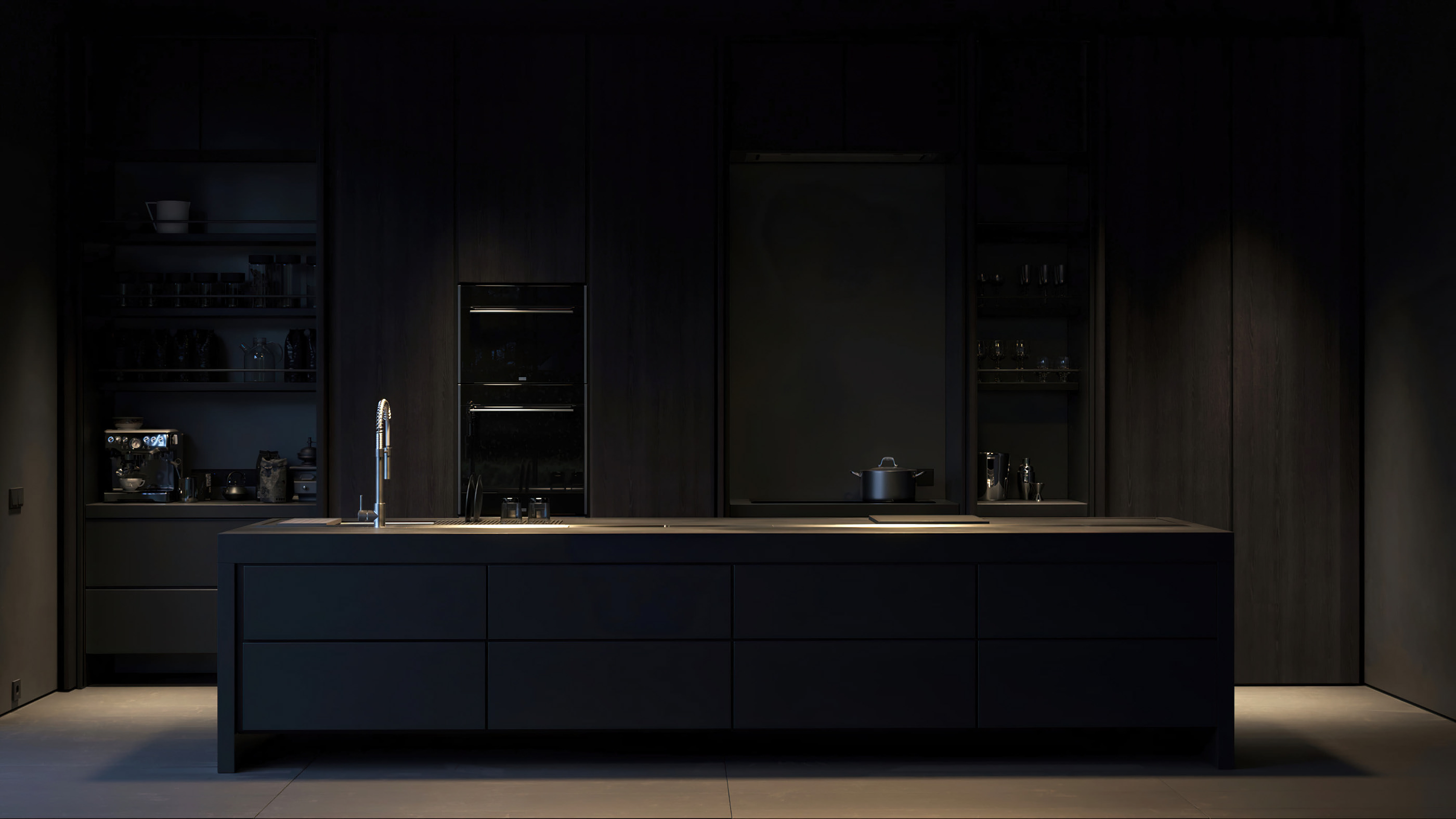 高级黑 极简别墅设计！-16