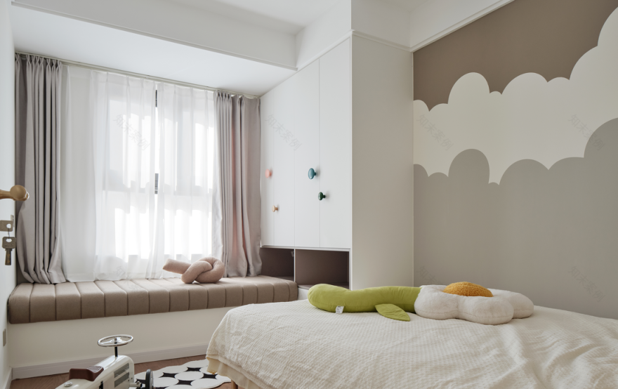 现代奶油风三口之家改造-44