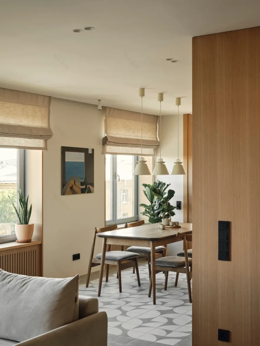 97平米瓦西里岛暖色调公寓设计丨俄罗斯圣彼得堡-9