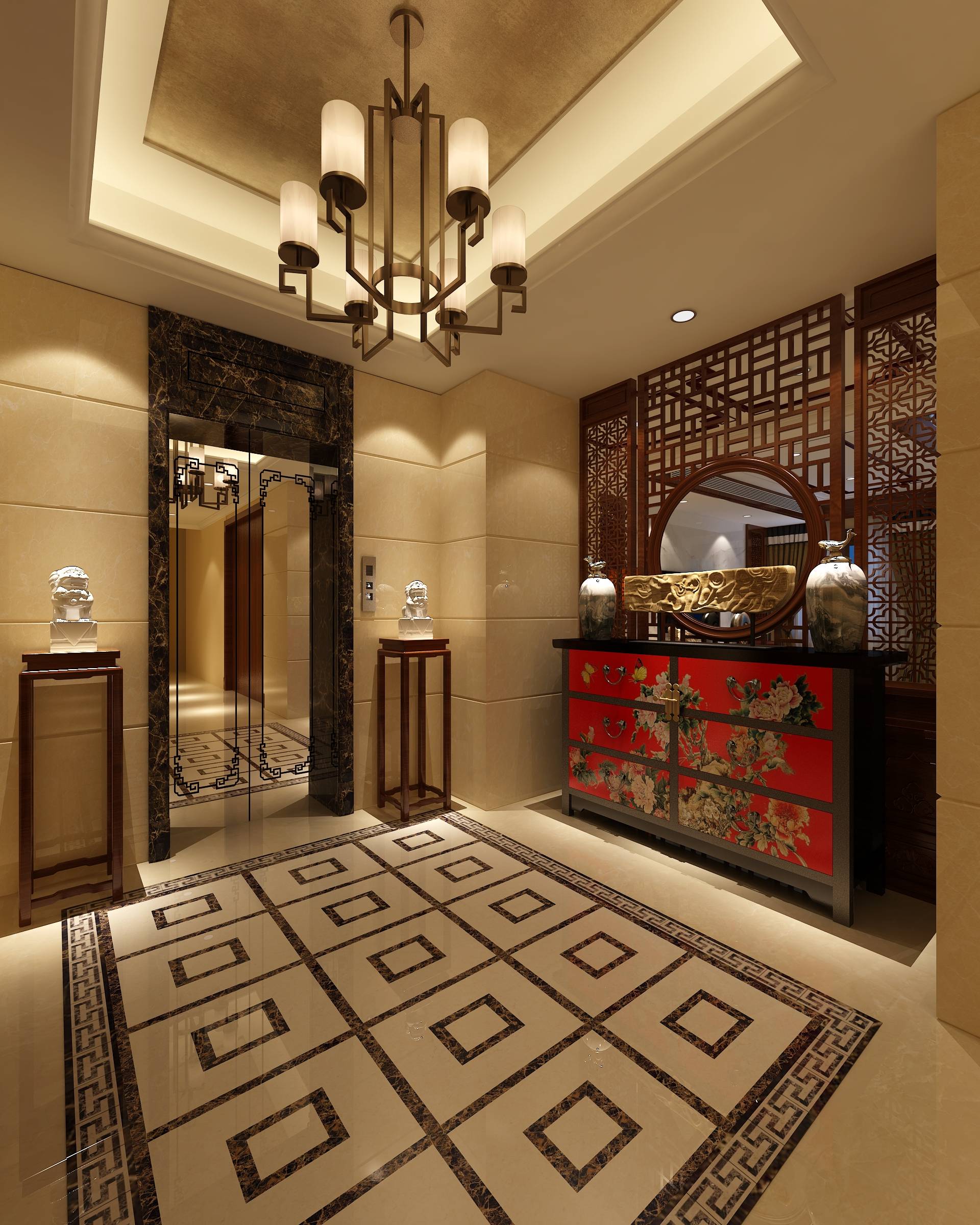 新中式 中式古典 奢华家装别墅样板房-9-7