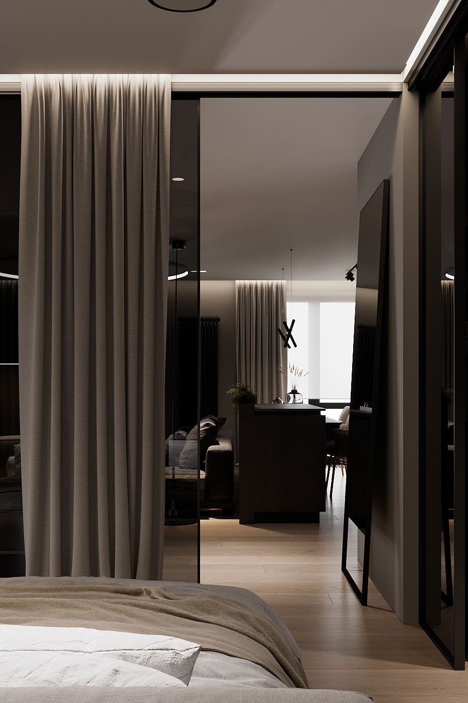 95㎡高级黑色系公寓设计 超多细节-12