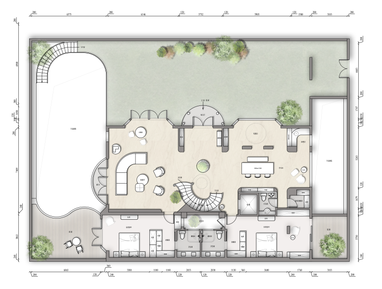 重庆紫檀庄园1300m²曲境别墅丨中国重庆丨美及空间设计-93