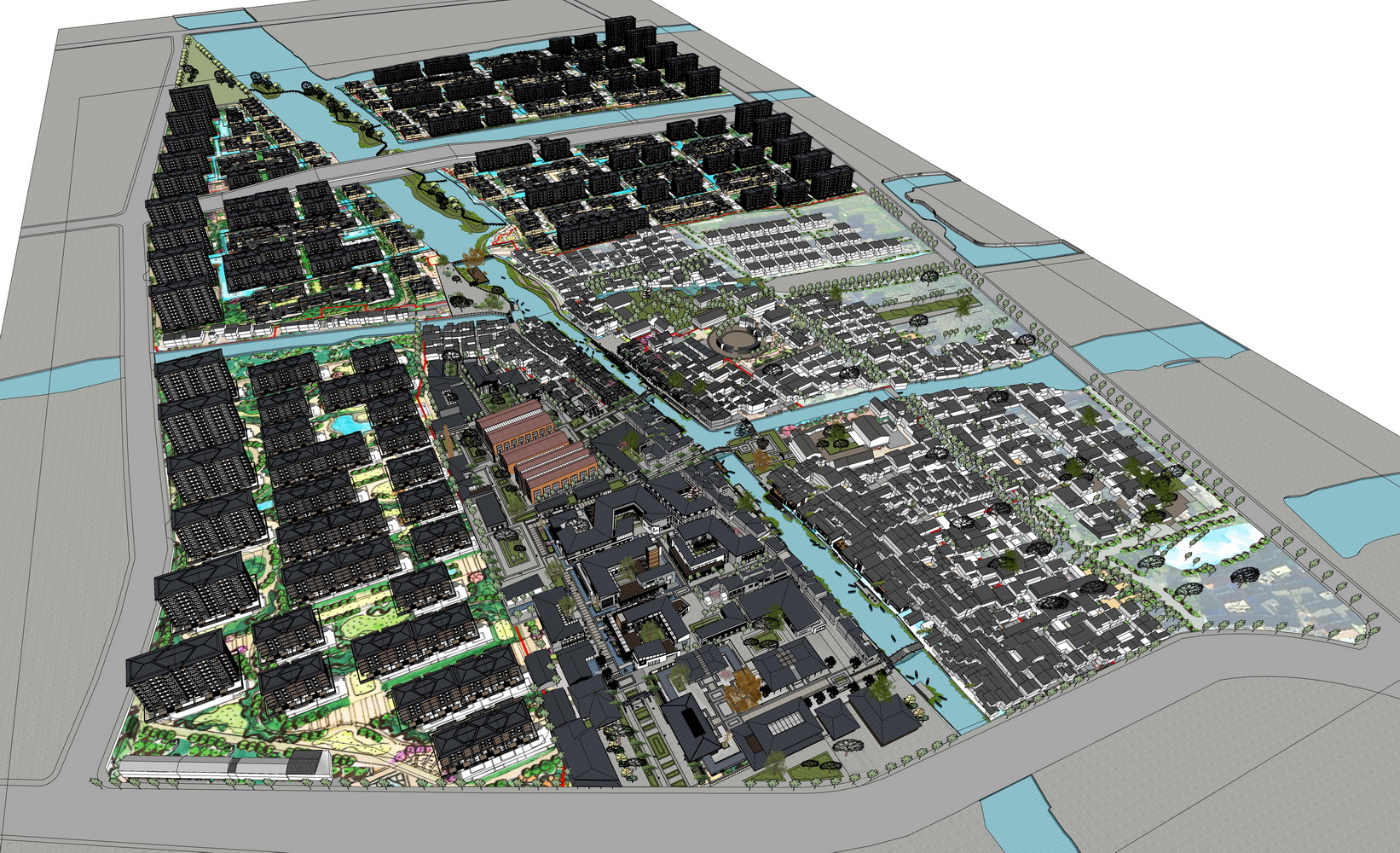 沙家浜唐市古镇核心区石板街SU模型-9