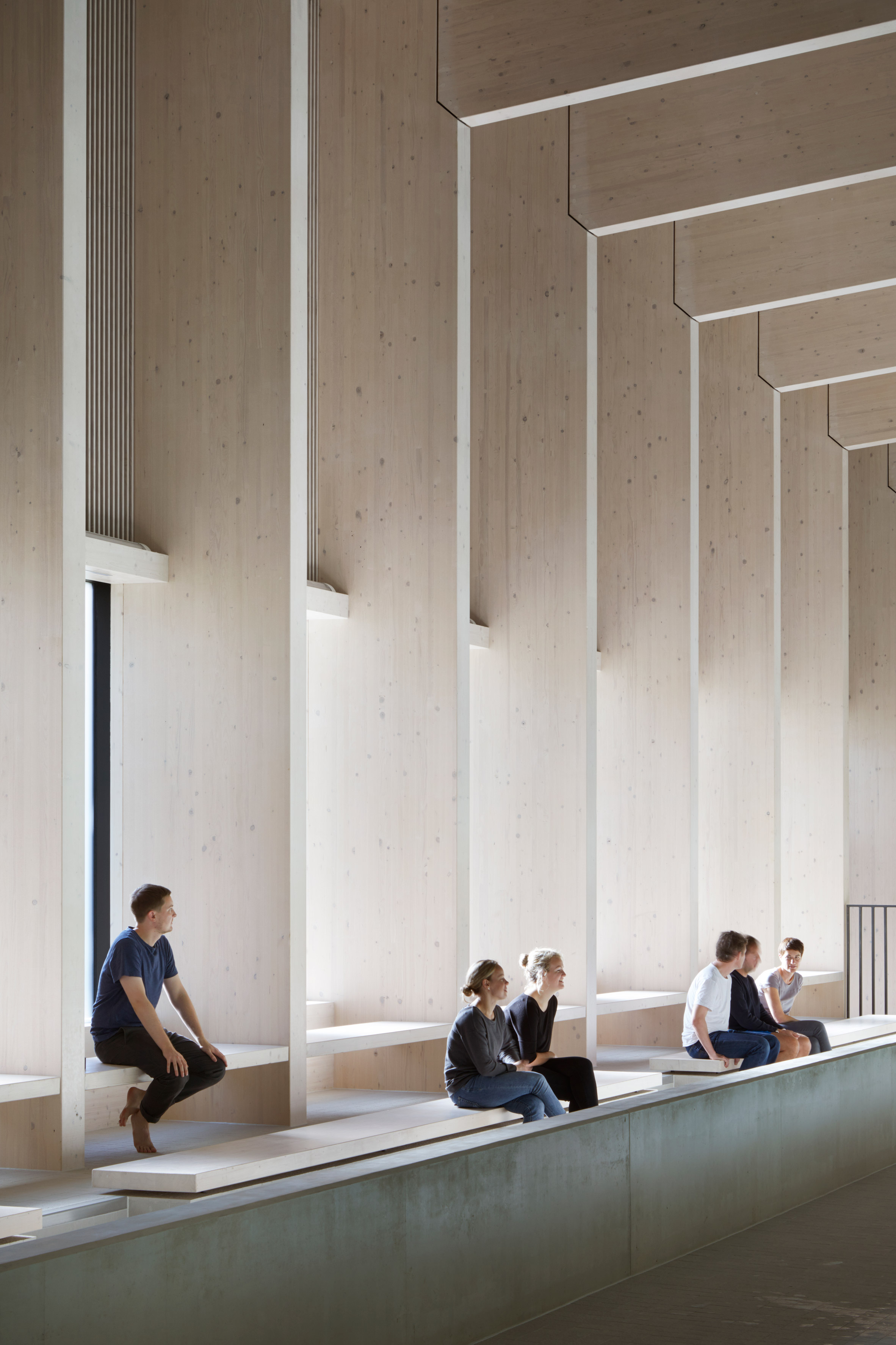 HawkinsBrown uses engineered wood to build school swimming pool-9