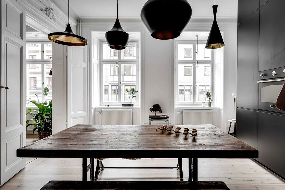 瑞典公寓的巴黎风尚与黑色厨房-10