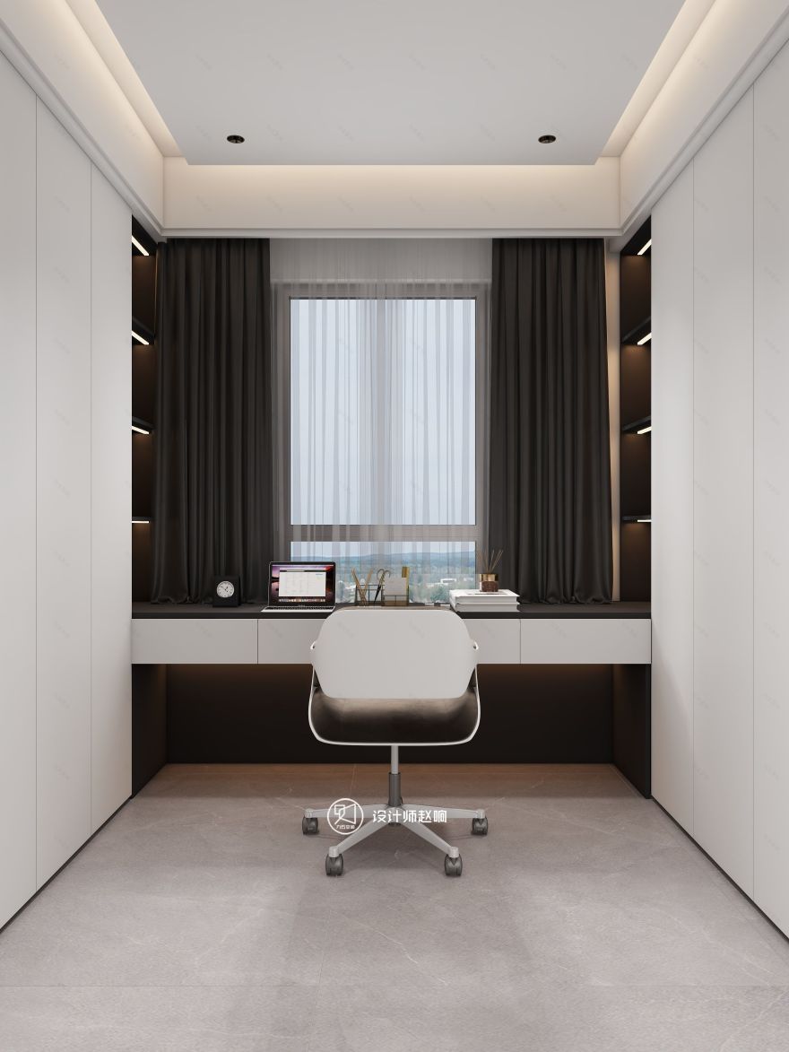 135㎡黑白灰风格住宅设计-38