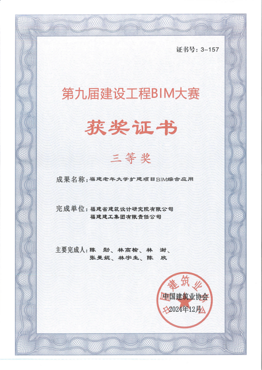 喜讯！福建设计BIM成果在中建协BIM大赛中荣获三等奖-2