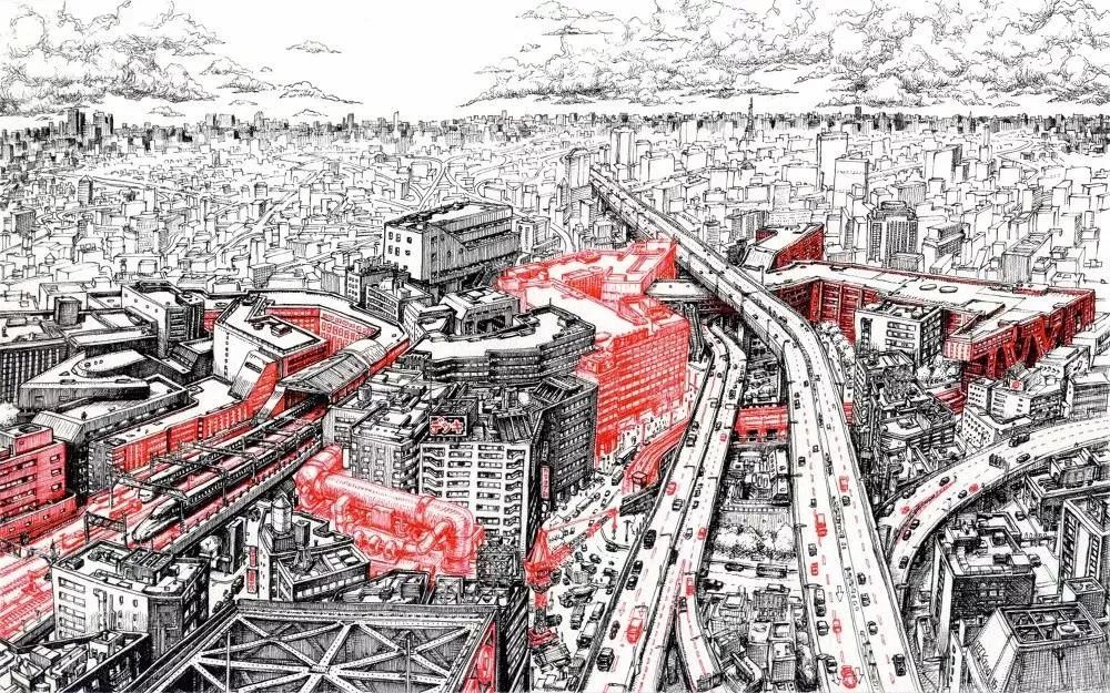 法国艺术家托马斯·达提格斯手绘中国全景建筑,细节震撼!-140