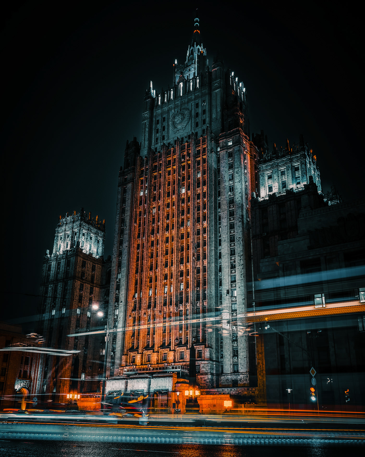 Light trails I night Moscow-1