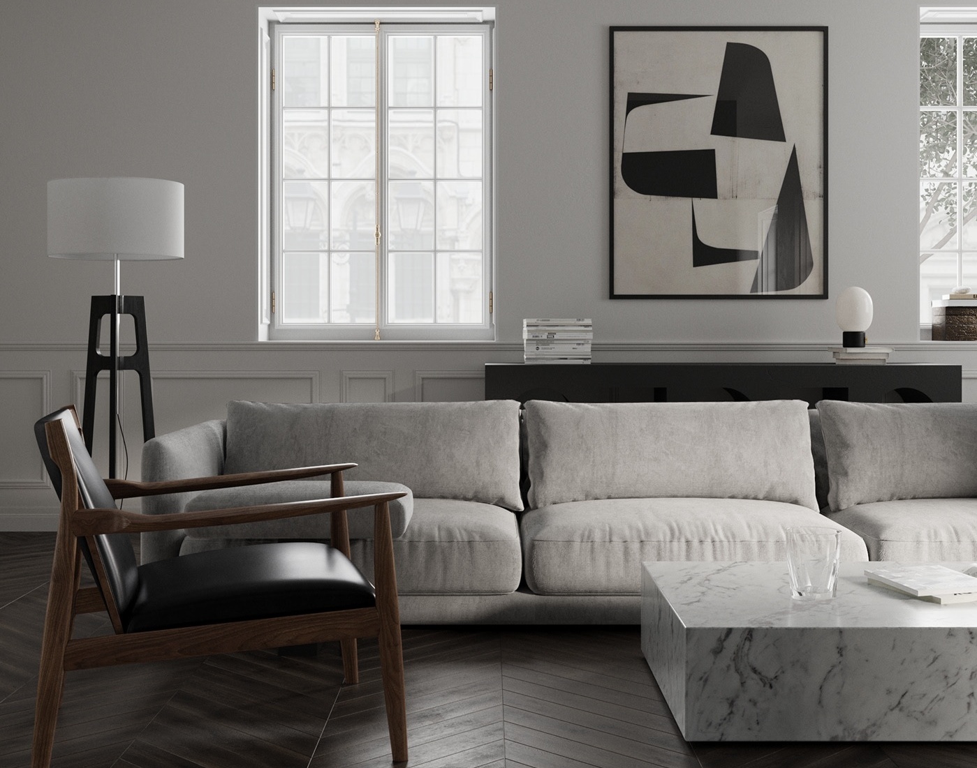 176㎡中性色调和木质纹理 打造出平静而舒适的空间-1