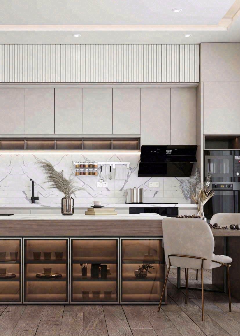 米色起居和用餐区丨美国丨ARCHITECTURE VISION-14