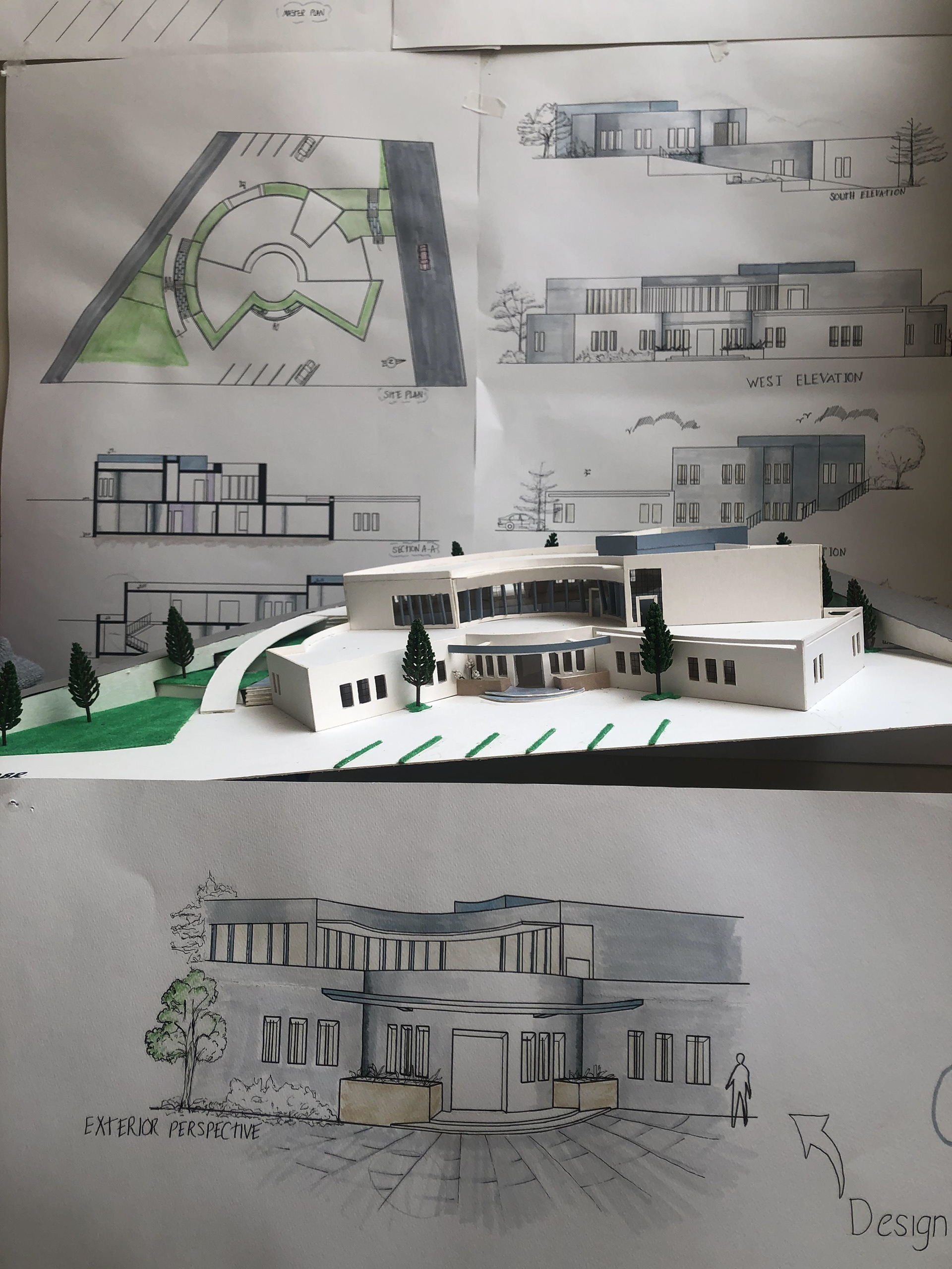 Clinic design - 2nd year, Hand drawings-12